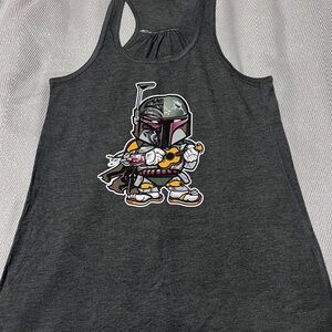 Charcoal Tank Top with Cartoon Graphic